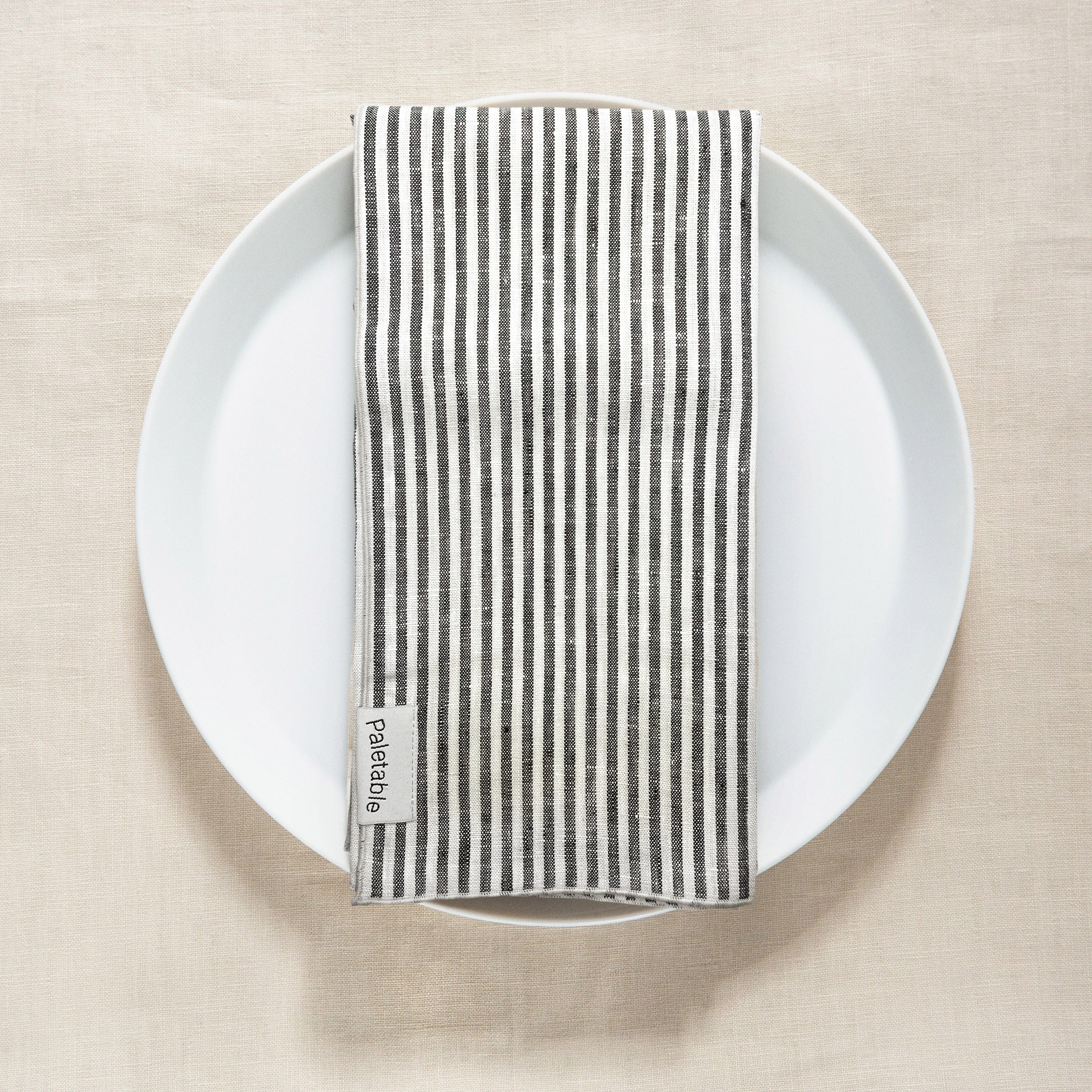 Cloth Napkins Set of 6 Dinner Napkins Black & White Striped 